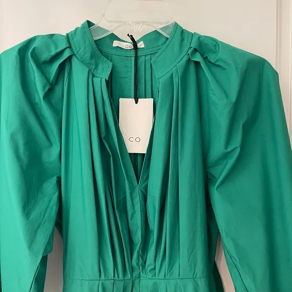 ❤️ CO COLLECTIONS LONG SLEEVE PLEATED WAIST MIDI DRESS POPLIN BLOUSON LUXURY NWT
