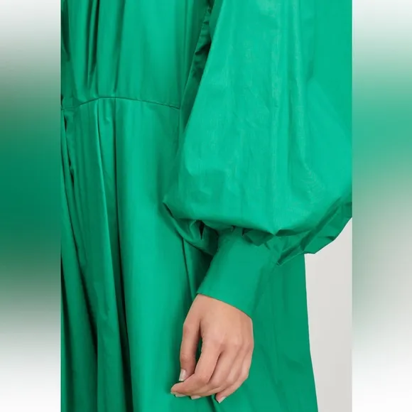 ❤️ CO COLLECTIONS LONG SLEEVE PLEATED WAIST MIDI DRESS POPLIN BLOUSON LUXURY NWT