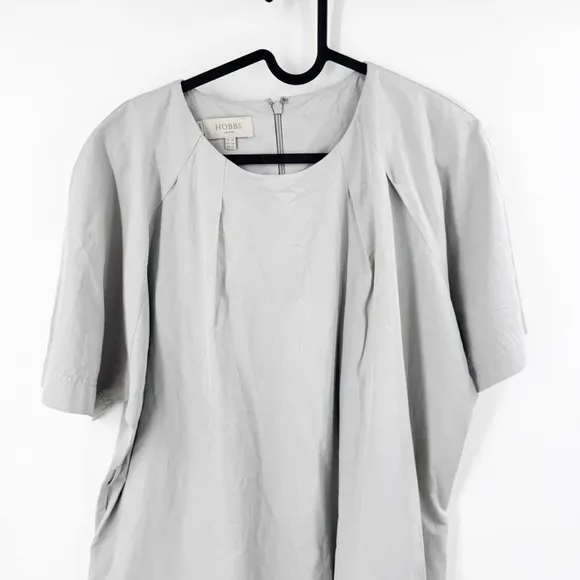 ✅ HOBBS INTERNATIONAL GREY SHORT SLEEVE MINIMALIST DRESS SIZE 12 POCKETS