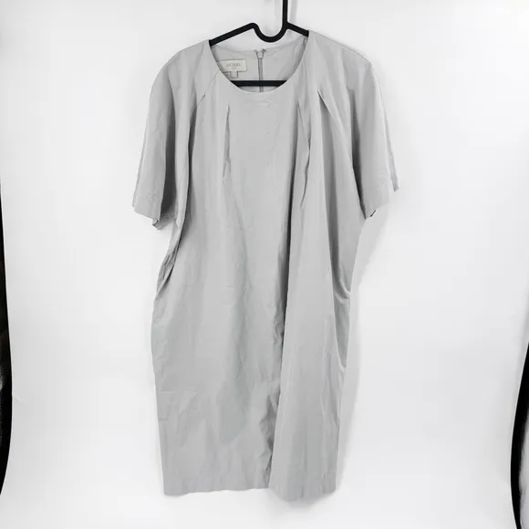✅ HOBBS INTERNATIONAL GREY SHORT SLEEVE MINIMALIST DRESS SIZE 12 POCKETS