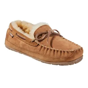 - L.L. Bean Wicked Good Tan Suede Shearling M9 W10.5 Moccasins Slippers …