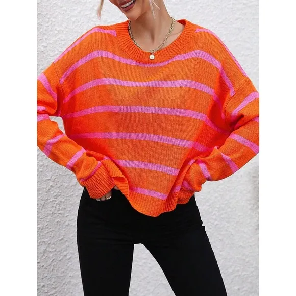 🌟 minimalist preppy Striped oversized Sweater