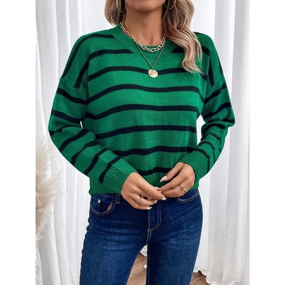 🌟 minimalist preppy Striped oversized Sweater