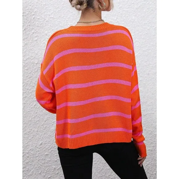 🌟 minimalist preppy Striped oversized Sweater
