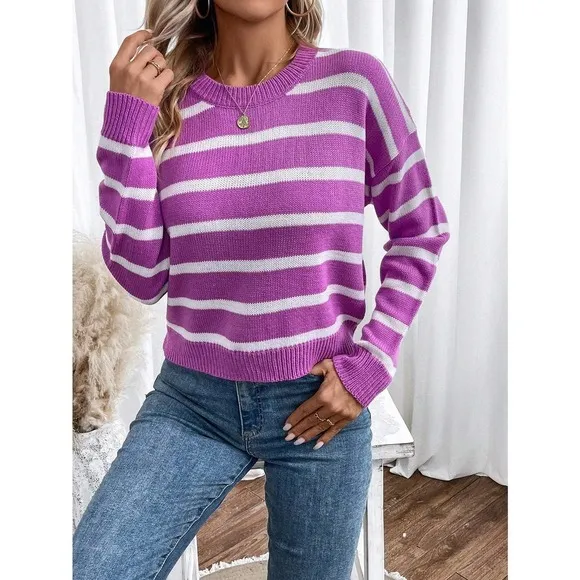 🌟 minimalist preppy Striped oversized Sweater