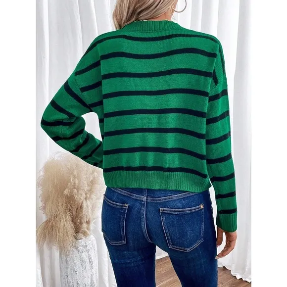 🌟 minimalist preppy Striped oversized Sweater