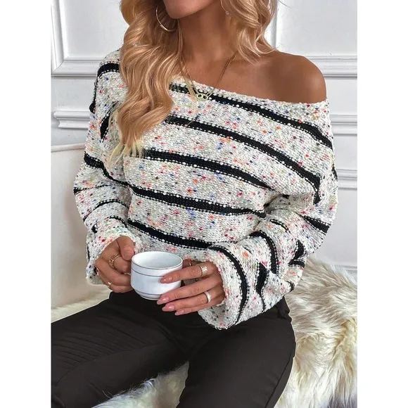 🌟 minimalist preppy Striped oversized Sweater