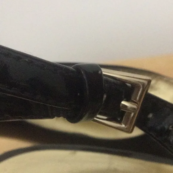 🌞 Nine West black patent leather slingbacks Peek-a-boo toes women 6M