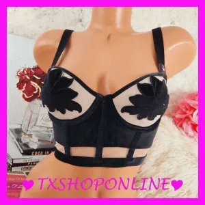 💗👙 {Victoria's Secret} Black Velvet Applique Bustier Bra👙💗 NWT