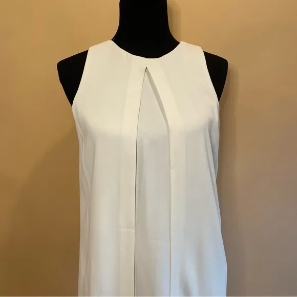 🛍️ Zara Ecru White Paneled Sleeveless Minimalist Dress Size S