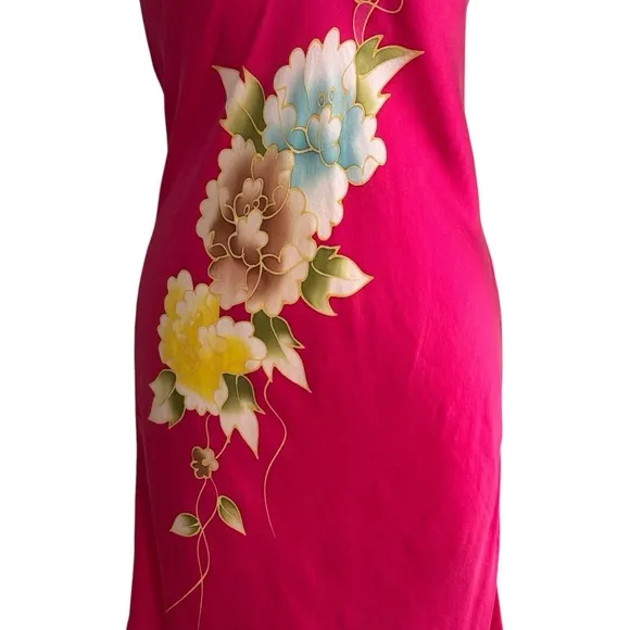 100% Silk Robe &amp; Slip Dress Pink Bird Floral Luxury Shusimai Japan Silky S M Set