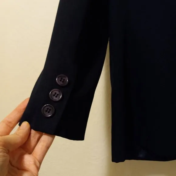 100% Wool Navy Single Breasted Blazer Capsule Academia Work Minimalist