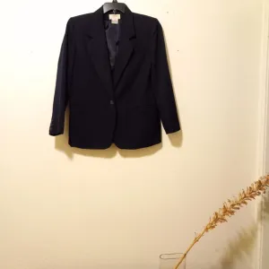 100% Wool Navy Single Breasted Blazer Capsule Academia Work Minimalist