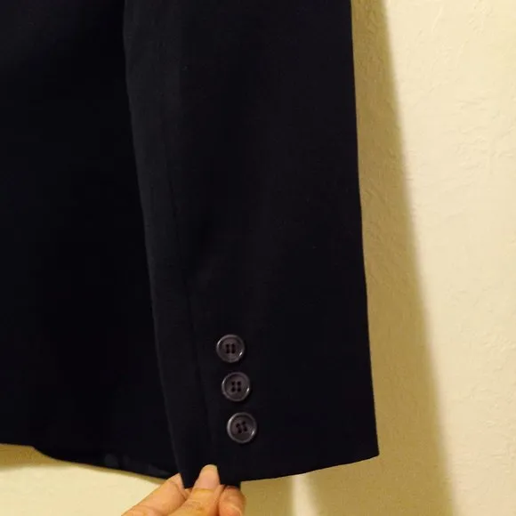 100% Wool Navy Single Breasted Blazer Capsule Academia Work Minimalist