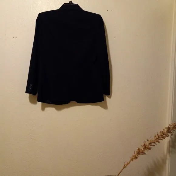 100% Wool Navy Single Breasted Blazer Capsule Academia Work Minimalist