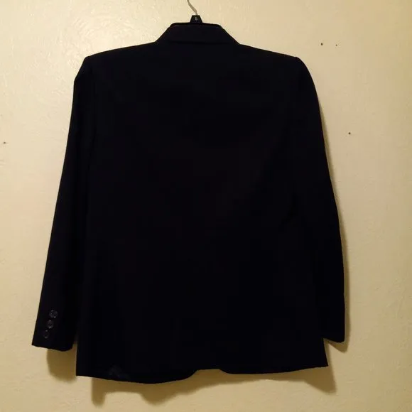 100% Wool Navy Single Breasted Blazer Capsule Academia Work Minimalist