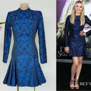 $1046 STELLA MCCARTNEY british luxury 60s london DRESS blue vintage xs 2 0