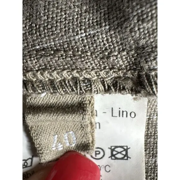 120% Lino‎ Luxury Linen Resort wear Maxi Dress Olive Green Size 40