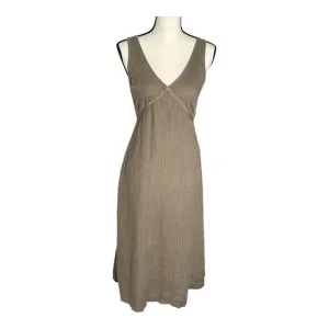 120% Lino‎ Luxury Linen Resort wear Maxi Dress Olive Green Size 40