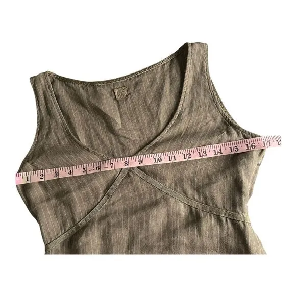 120% Lino‎ Luxury Linen Resort wear Maxi Dress Olive Green Size 40