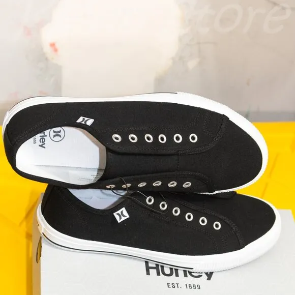 2 pairs size 7.5 bLack/white - Hurley Women's Slip On Sneakers.Price is for 2