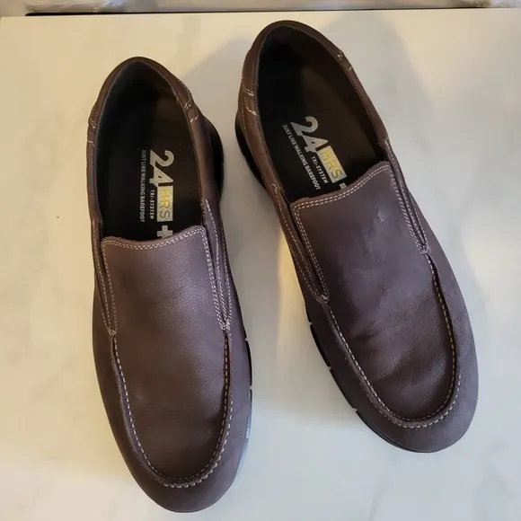 24 HRS Just Like Walking Barefoot, Men's Leather Shoes, Size 42/US 9,Brown