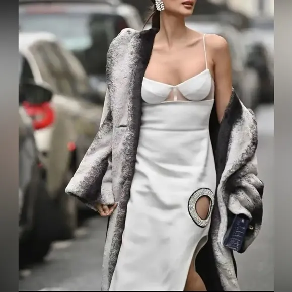 24/hr sale💗Josephine Blanc luxury runway couture bodycon white dress rhinestone