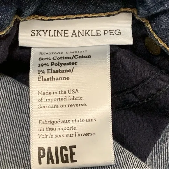 28 PAIGE SKYLINE ANKLE PEG JEANS