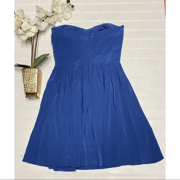 5/48 Brand 100% Silk Pleated Cadet Blue Dress