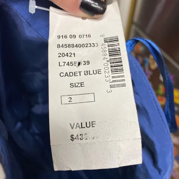 5/48 Brand 100% Silk Pleated Cadet Blue Dress