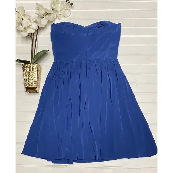 5/48 Brand 100% Silk Pleated Cadet Blue Dress