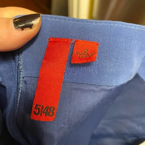 5/48 Brand 100% Silk Pleated Cadet Blue Dress