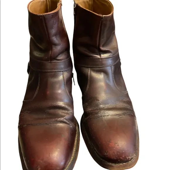 80s American Deep Red Ankle Boots