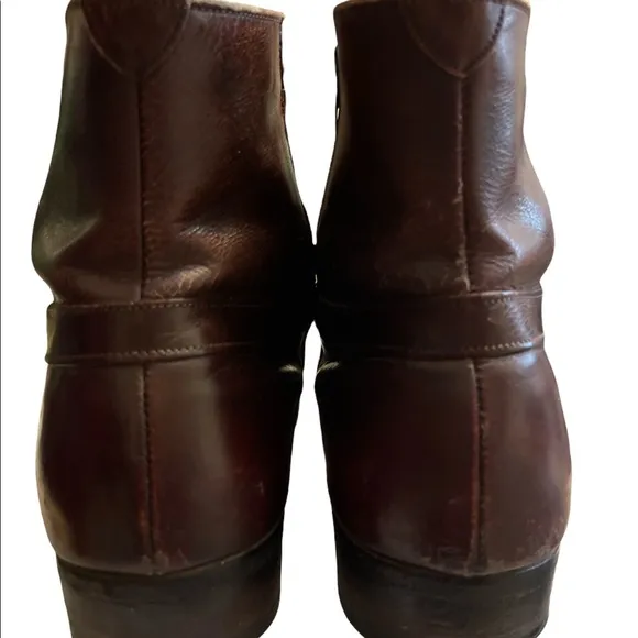 80s American Deep Red Ankle Boots