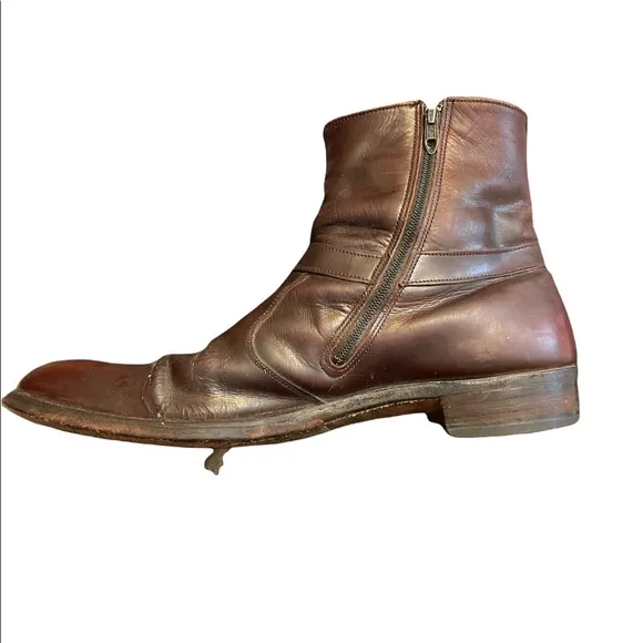 80s American Deep Red Ankle Boots