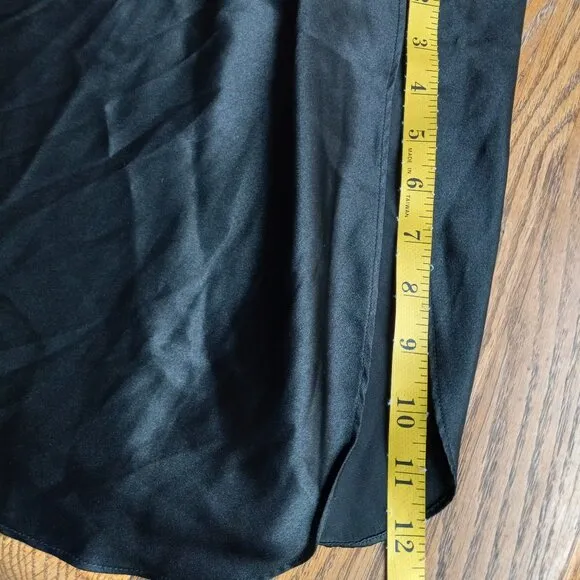 90s Style Black Satin Drapey Cowl Neck Nightie/Slip Dress- Size XL Minimalist