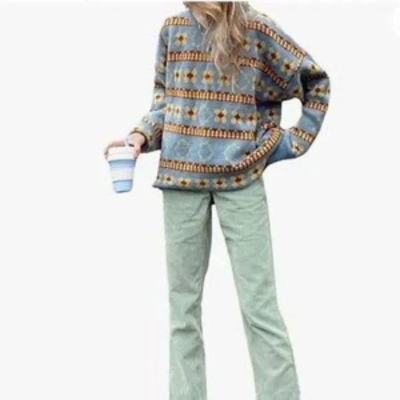 90’s Style Floral Knit Sweater Pullover