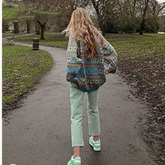 90’s Style Floral Knit Sweater Pullover