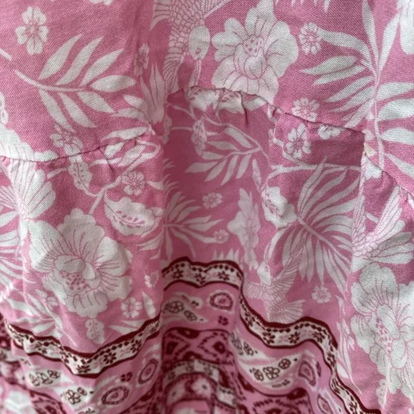 Aakaa beautiful pink floral flowy maxi sundress from high end boutique