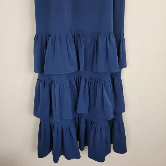 Abercrombie &amp; Fitch Ruffle Navy Tiered Maxi Dress Women's  M Minimalist Summer