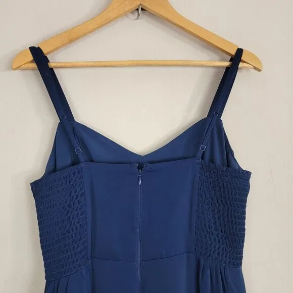Abercrombie &amp; Fitch Ruffle Navy Tiered Maxi Dress Women's  M Minimalist Summer