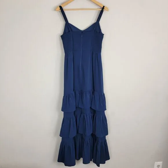 Abercrombie &amp; Fitch Ruffle Navy Tiered Maxi Dress Women's  M Minimalist Summer