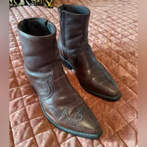Abilene Men's Brown Leather Wingtip Ankle Boots