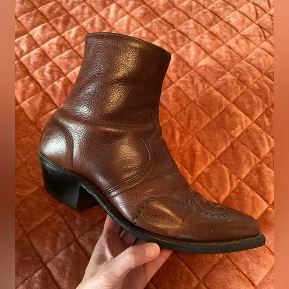 Abilene Men's Brown Leather Wingtip Ankle Boots
