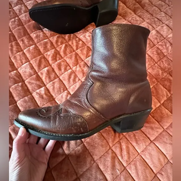 Abilene Men's Brown Leather Wingtip Ankle Boots