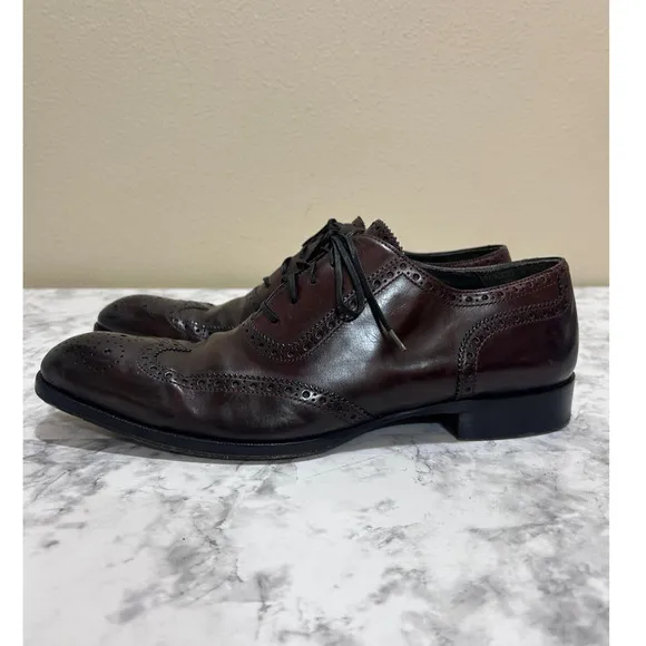 Adam Derrick To Boot New York Men's Shoes 10 Wingtip Oxford Brown Leather Dressy