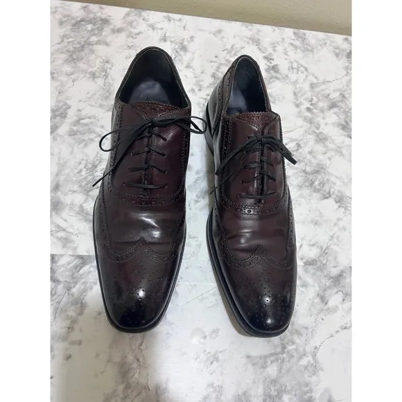 Adam Derrick To Boot New York Men's Shoes 10 Wingtip Oxford Brown Leather Dressy