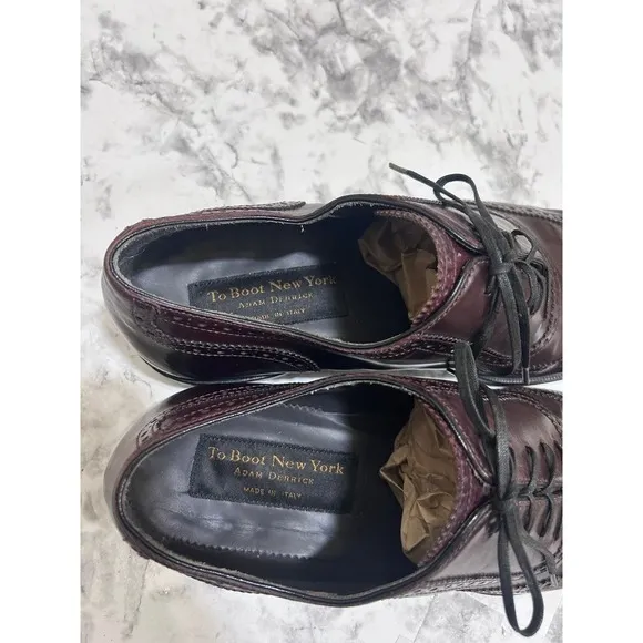 Adam Derrick To Boot New York Men's Shoes 10 Wingtip Oxford Brown Leather Dressy