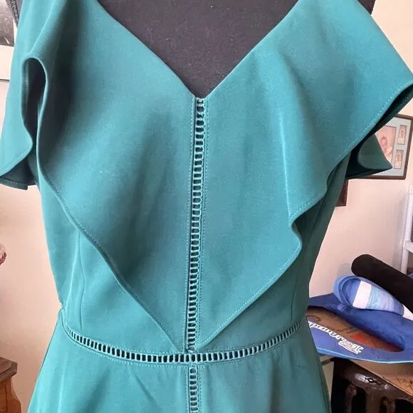 Adelyn Rea/Teal Dress/Sml/ cut out ruffle