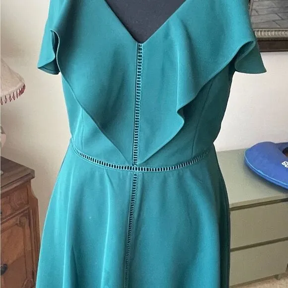 Adelyn Rea/Teal Dress/Sml/ cut out ruffle
